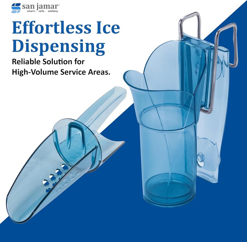 San Jamar Saf-T-Scoop Plastic Ice Scoop with Storage Caddy - 4 to 6 Ounces, Blue - Image 4