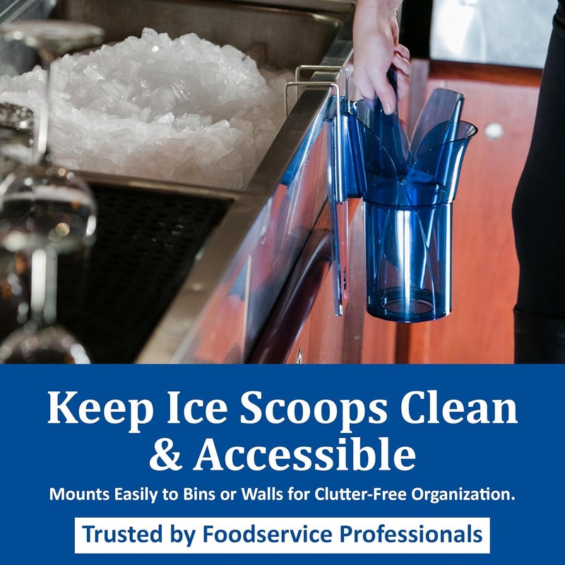 San Jamar Saf-T-Scoop Plastic Ice Scoop with Storage Caddy - 4 to 6 Ounces, Blue - Image 3