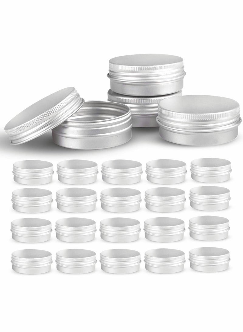 Round Aluminum Metal Tin Storage, 24 Pcs Jar Containers with Secure Screw Top Lids