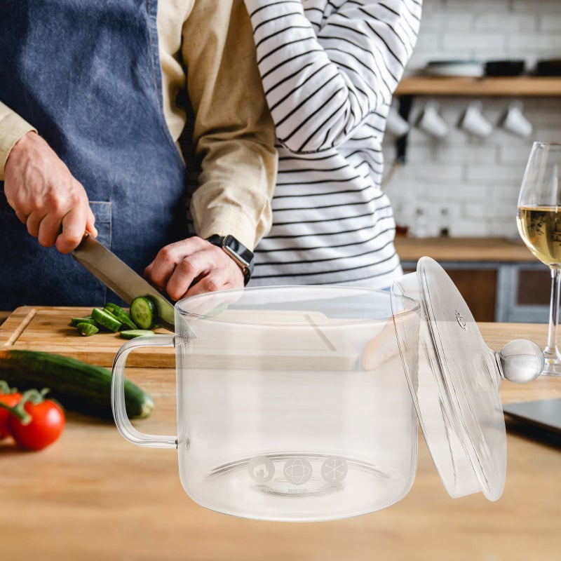 🍳 قدر طبخ زجاجي متعدد الوظائف للطبخ على النار المفتوحة وصنع الحساء والمعكرونة للاستخدام المنزلي والمطاعم - Image 5