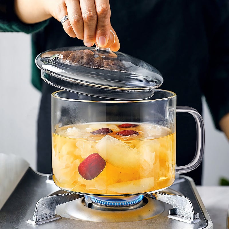 🍳 قدر طبخ زجاجي متعدد الوظائف للطبخ على النار المفتوحة وصنع الحساء والمعكرونة للاستخدام المنزلي والمطاعم - Image 4
