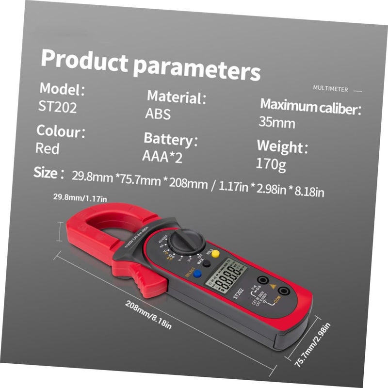 Digital St202 Clamp Meter AC DC Auto Ranging Voltage Tester Electrical Ammeter For Industrial And Home Use With Clamp Function - Image 3