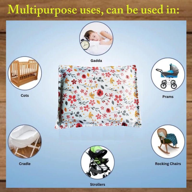MammaChamp Rai Mustard Seeds Pillow/Rai Takiya/Neck Support Head/Baby-Round Head Shaping Detachable Cotton Cover Gifting 0-12 Months for Infant (Pack of 1, Size 24 cm x 18 cm, 500g) (White) - Image 5