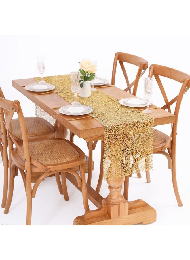QueenDream 2 Pack 12 x 80 Inches Gold Sequin Mesh Table Runner Home Table Decor Table Line for Rustic Party Wedding Decorations Mesh Roll - Image 5
