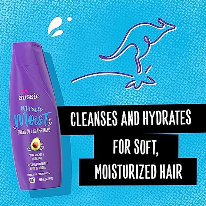 Aussie MIRACLE MOIST SHAMPOO WITH AVOCADO&AUSTRALIAN JOJOBA OIL (PARABEN FREE) 12.1 FL OZ (360ML) - Image 3
