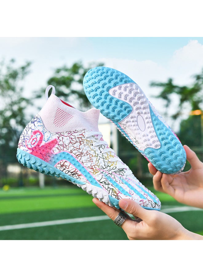 2522 White Crushed Nails Summer New High-top Couple Football Shoes Ag Spike Tf Broken Nail Student Competition Training Sports Football Shoes