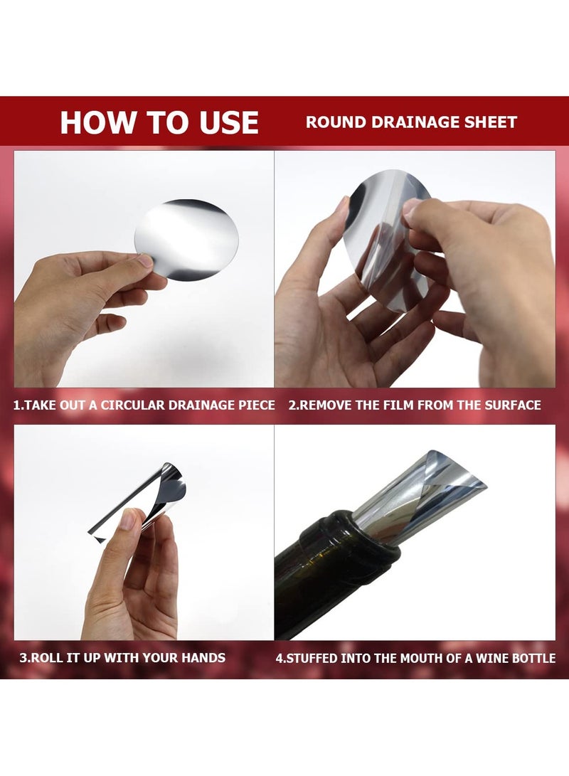 SYOSI 50 Pcs Aluminum Foil Red Wine Pourer Disc Slice, Thin and Reusable Aluminum Foil Wine Pouring Disc, Drip Stop Pour Spouts Diskt - Image 2