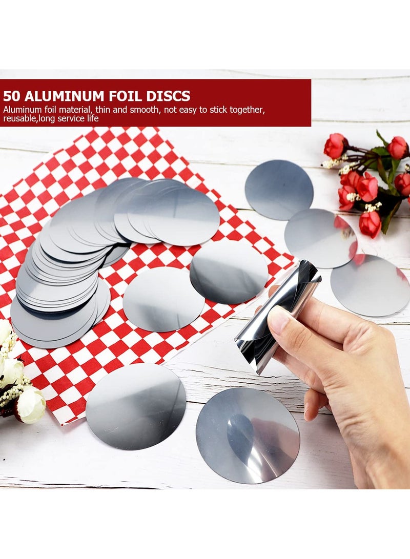 SYOSI 50 Pcs Aluminum Foil Red Wine Pourer Disc Slice, Thin and Reusable Aluminum Foil Wine Pouring Disc, Drip Stop Pour Spouts Diskt - Image 3