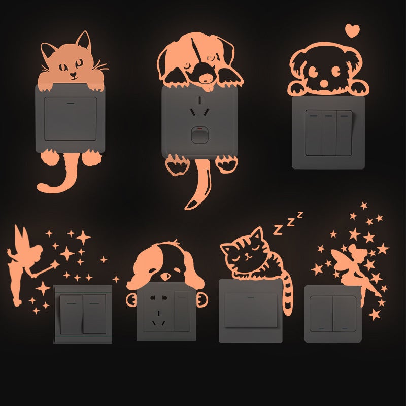 E-Commerce Luminous Sticker Luminous Home Room Decoration Sticker Flower Cat Fairy Switch Tips Fluorescent Wall Sticker - Image 3