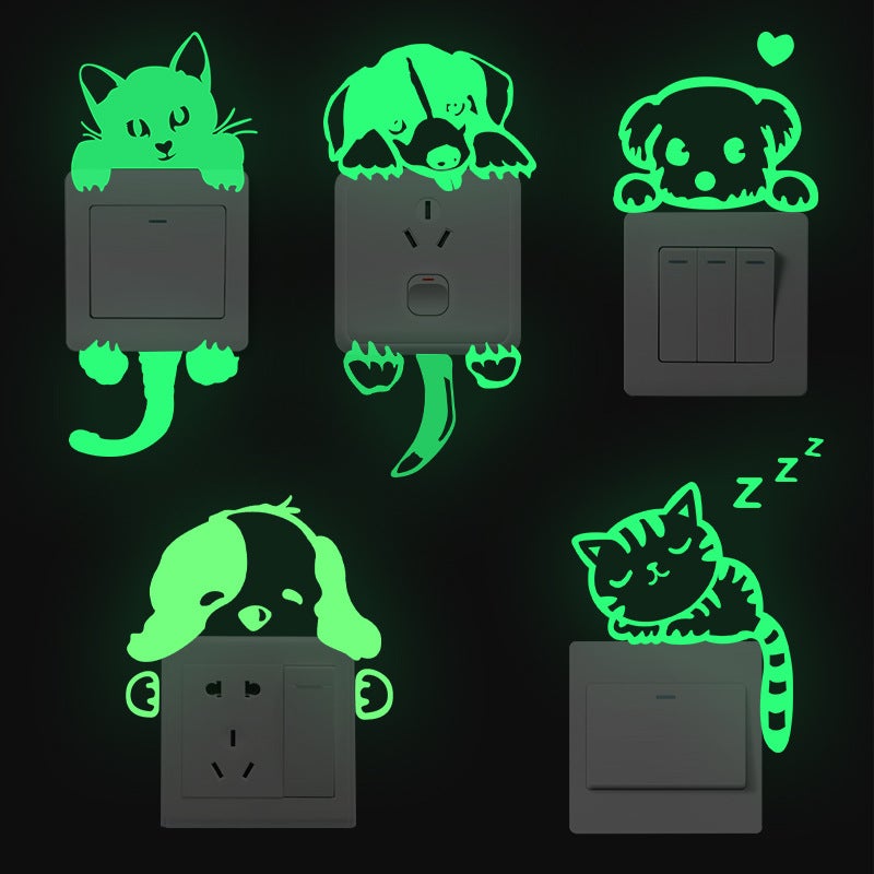 E-Commerce Luminous Sticker Luminous Home Room Decoration Sticker Flower Cat Fairy Switch Tips Fluorescent Wall Sticker - Image 2