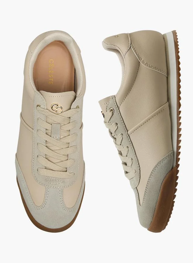Celeste BEIGE Women Lace-Up Ankle Sneakers for Women | Best Price UAE