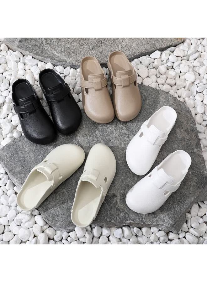 Guoluofei Men's Summer Birkenstock Style Open-toe Slippers, Outdoor Couple's Lazy Slip-on Sandals, Black, Size 44-45