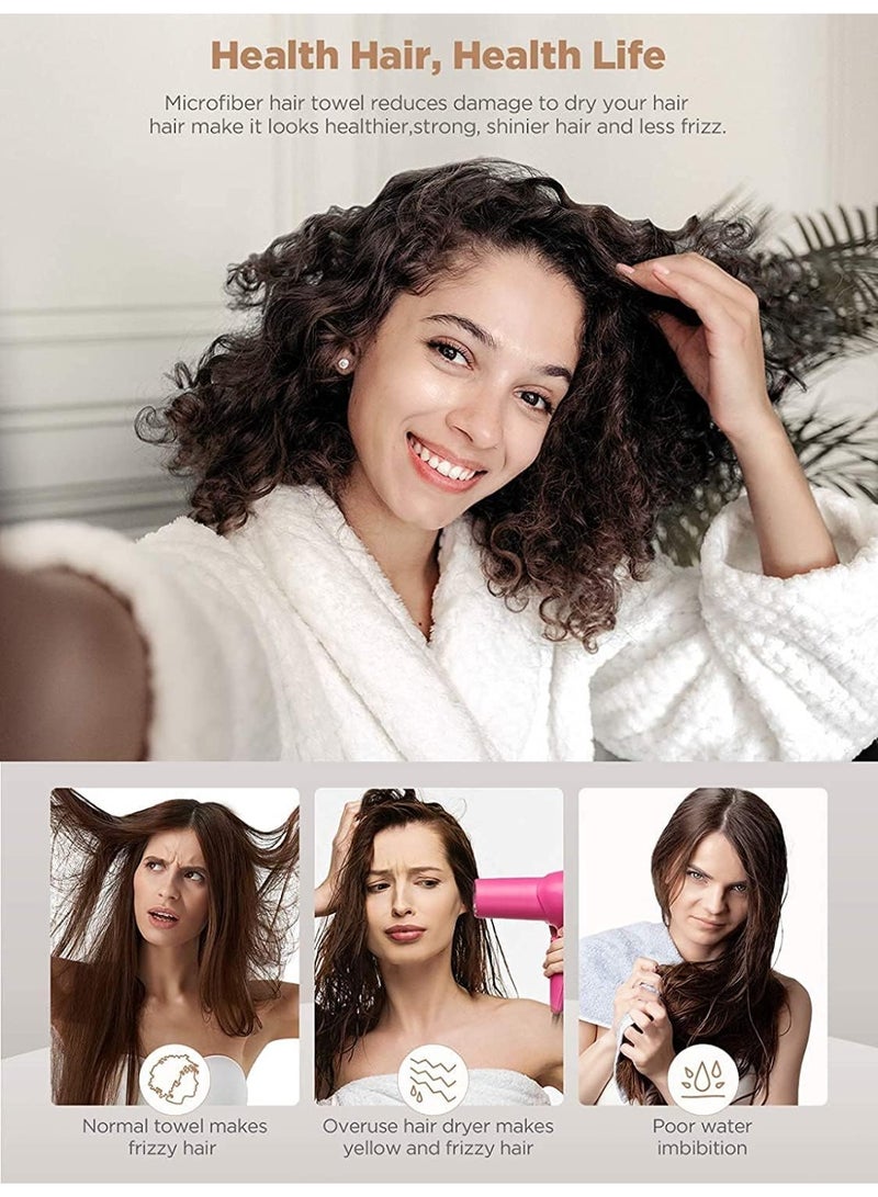 Microfiber Hair Towel – 3 Packs Hair Turbans for Wet Hair, Anti-Frizz & Quick-Dry Hair Wraps for Women – Curly, Straight & All Hair Types, Assorted Colors - Image 4