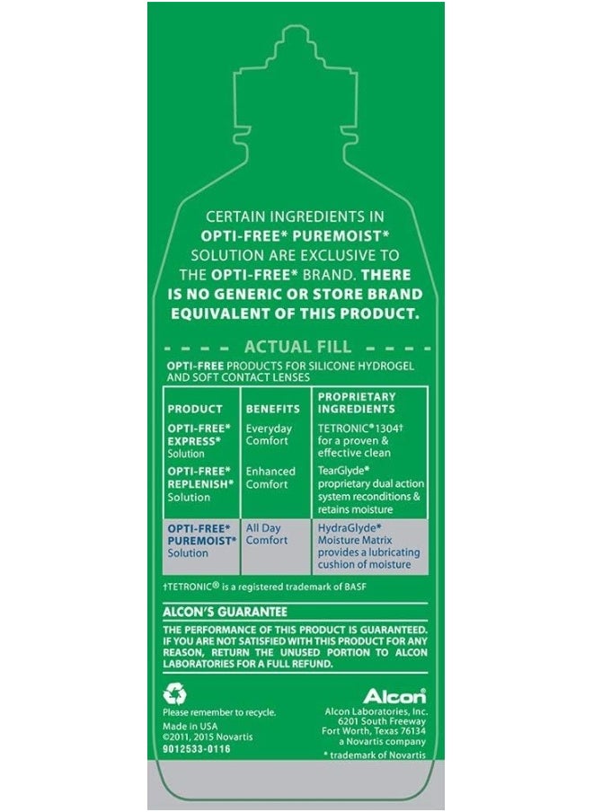 Opti-Free - Opti-Free Puremoist Multi-Purpose Disinfecting Solution with Lens Case, 20 Fl Oz - Image 1