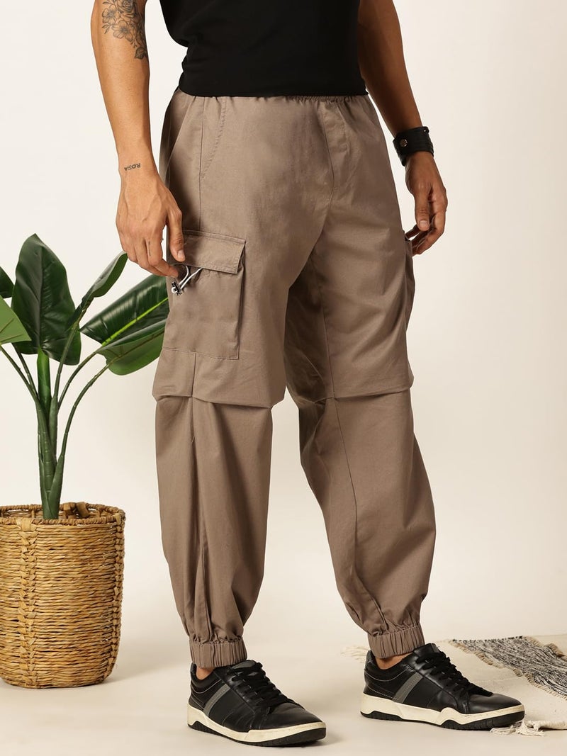 Thomas Scott Mens 100% Cotton Cargo Parachute Pants (TSB040_Brown, 30) - Image 3