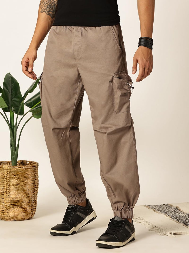 Thomas Scott Mens 100% Cotton Cargo Parachute Pants (TSB040_Brown, 30) - Image 2
