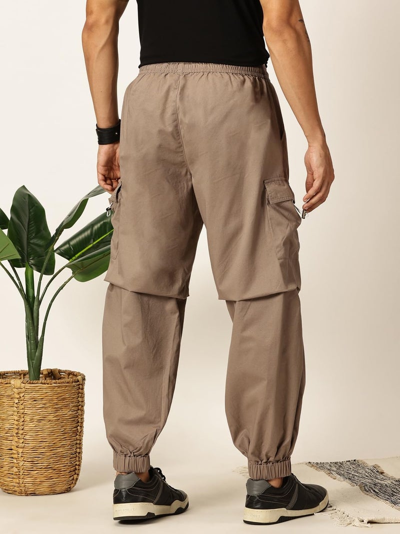 Thomas Scott Mens 100% Cotton Cargo Parachute Pants (TSB040_Brown, 30) - Image 4