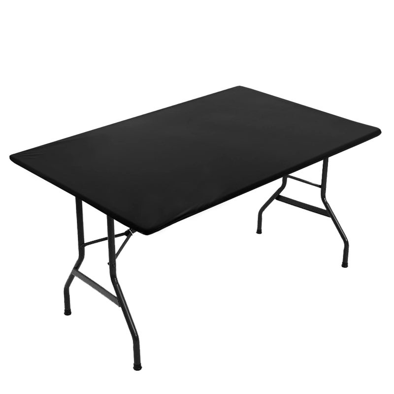 Obstal Obstal Fitted Table Clothes for 6 Foot Rectangle Tables Reversible Waterproof Stain Resistant Elastic Stretch Tablecloth Wipe Clean Table Cover for OutdoorIndoor Use Fits Tables 72x30 Inch Black 