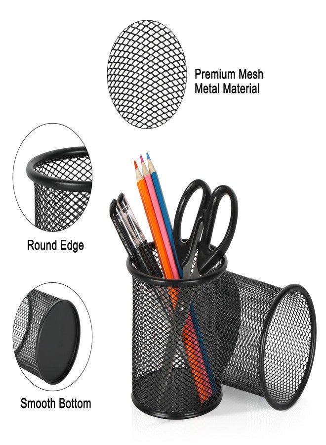 EasyPAG Pencil Holder for Desk, 2 Pack Metal Pen Organizer, Mesh Pencil Cup Organizer for Home, Office, Classroom, School, Black - Image 2