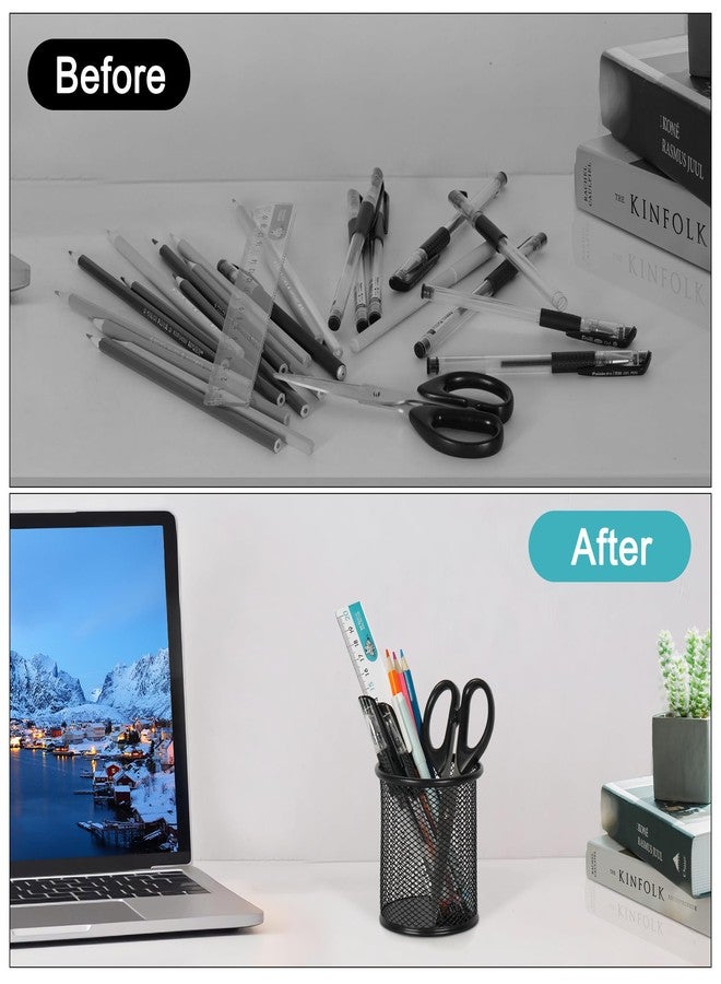 EasyPAG Pencil Holder for Desk, 2 Pack Metal Pen Organizer, Mesh Pencil Cup Organizer for Home, Office, Classroom, School, Black - Image 4
