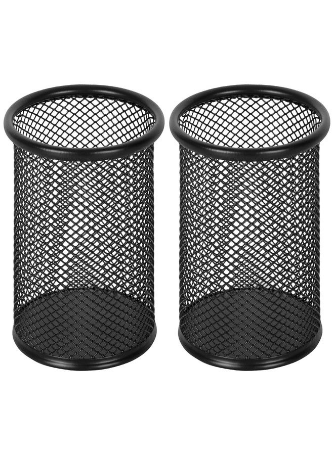 EasyPAG Pencil Holder for Desk, 2 Pack Metal Pen Organizer, Mesh Pencil Cup Organizer for Home, Office, Classroom, School, Black - Image 1