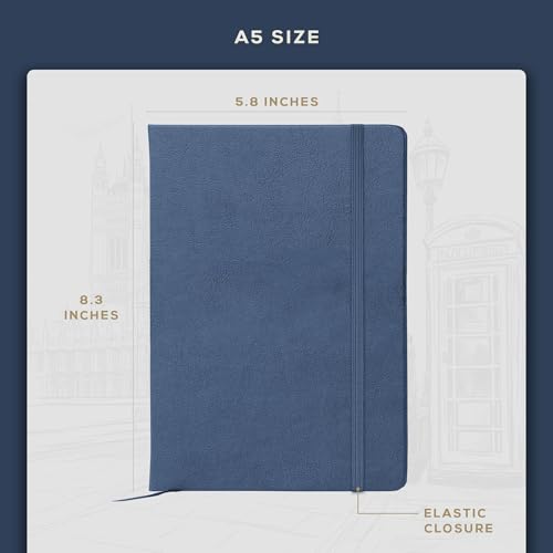 BEECHMORE BOOKS Lined Journal Notebook, 5.8 x 8.3 inch, A5 160 Lined Pages, Hardcover Leather Journals for Women, Men, Writing and Notebooks for Work - 120 GSM Thick Paper, Gifts Box Included - Image 3