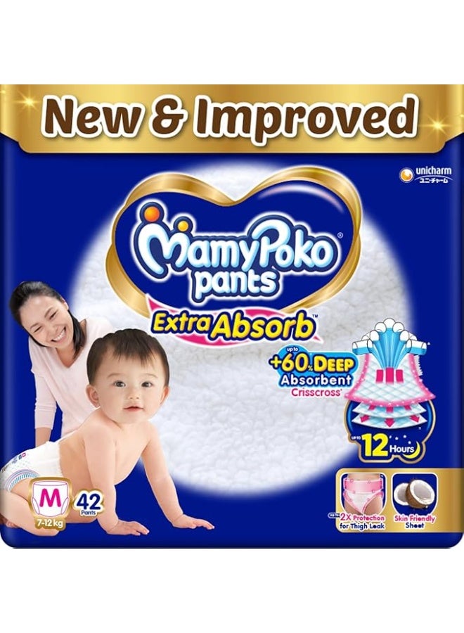 MamyPoko Pants Extra Absorb Baby Diapers, Medium (M), 42 Count, 7-12 kg - Image 5