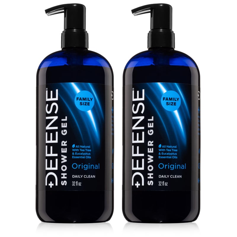 Defense Soap Organic Tea Tree Body Wash  All Natural Shower Gel with Tea Tree Oil Eucalyptus Oil and Aloe Vera Wrestling Inspired For All Mens  Womens Skin Types 32 oz Pack of 2