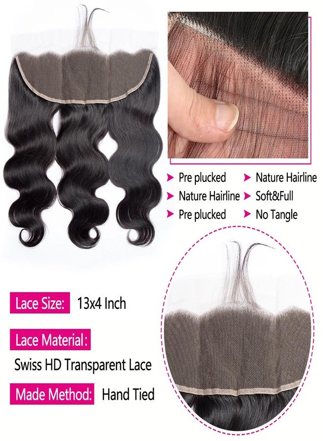 YIBUSI 12A حزم شعر بشري مع جبهة 14 16 18 مع 12 بوصة برازيلية 3 حزم شعر بشري مع إغلاق جبهة دانتيل HD 13x4 100% شعر بشري عذري غير معالج - Image 3