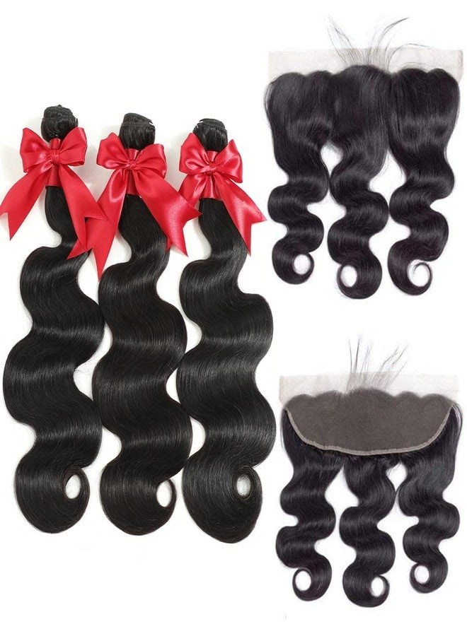 YIBUSI 12A حزم شعر بشري مع جبهة 14 16 18 مع 12 بوصة برازيلية 3 حزم شعر بشري مع إغلاق جبهة دانتيل HD 13x4 100% شعر بشري عذري غير معالج - Image 2
