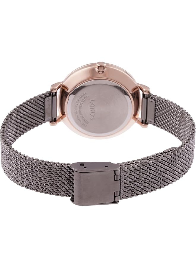 لوراس ساعة كوارتز تناظرية من الفولاذ المقاوم للصدأ بمينا رمادي داكن للنساء RG214TX9 - Image 2