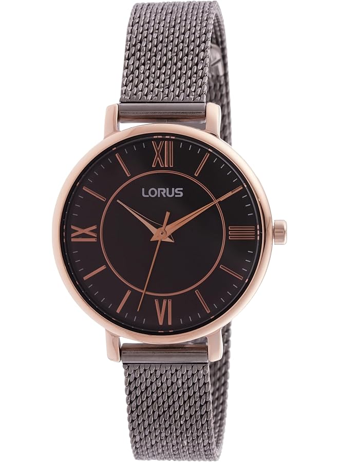 لوراس ساعة كوارتز تناظرية من الفولاذ المقاوم للصدأ بمينا رمادي داكن للنساء RG214TX9 - Image 1