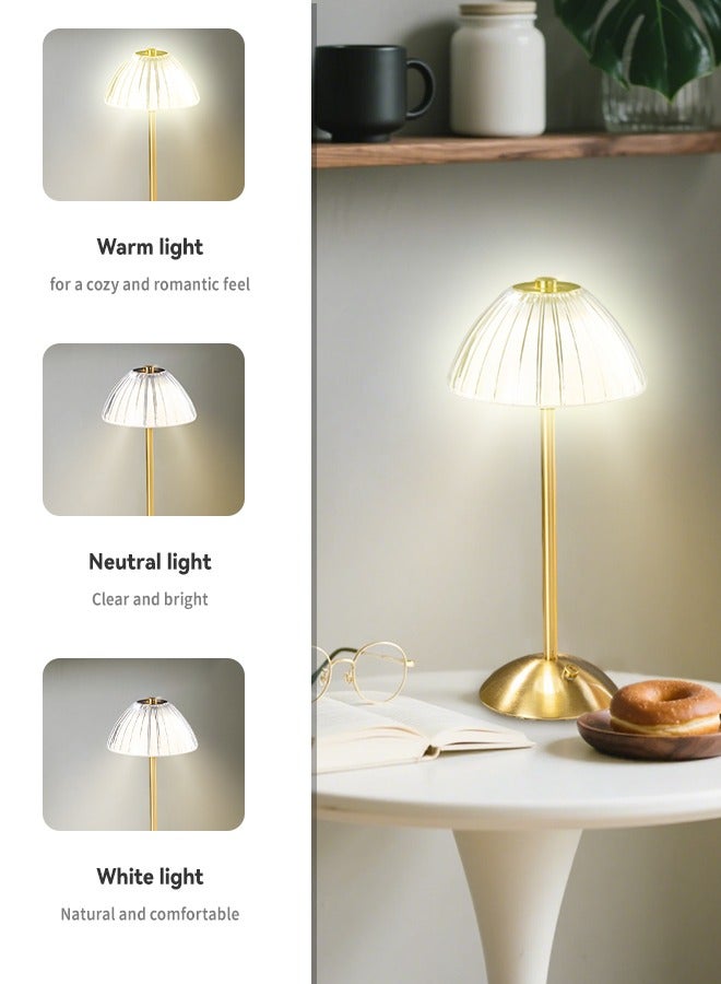 مصابيح طاولة قابلة لإعادة الشحن عبر USB مع تحكم باللمس بجانب السرير - 3 أوضاع تغيير الألوان، تصميم معدني عصري بسيط، إضاءة جو عتيقة لغرفة النوم، إضاءة ليلية، فكرة هدية (15 × 15 × 32 سم) - Image 4