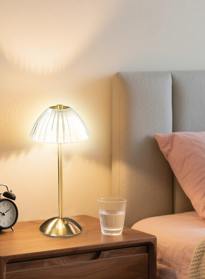 مصابيح طاولة قابلة لإعادة الشحن عبر USB مع تحكم باللمس بجانب السرير - 3 أوضاع تغيير الألوان، تصميم معدني عصري بسيط، إضاءة جو عتيقة لغرفة النوم، إضاءة ليلية، فكرة هدية (15 × 15 × 32 سم) - Image 5