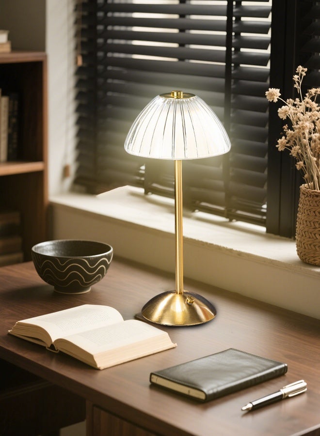 مصابيح طاولة قابلة لإعادة الشحن عبر USB مع تحكم باللمس بجانب السرير - 3 أوضاع تغيير الألوان، تصميم معدني عصري بسيط، إضاءة جو عتيقة لغرفة النوم، إضاءة ليلية، فكرة هدية (15 × 15 × 32 سم) - Image 2