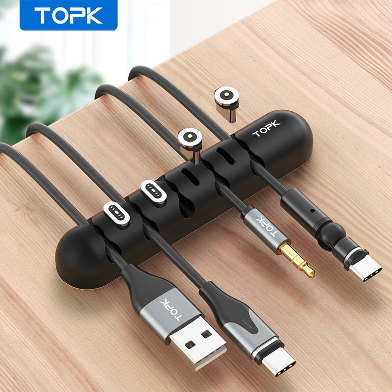 Topk Desktop Data Cable Organizer Silicone Creative Gift Storage Fixed Wire Organizer Magnetic Suction Head Organizer - Image 2