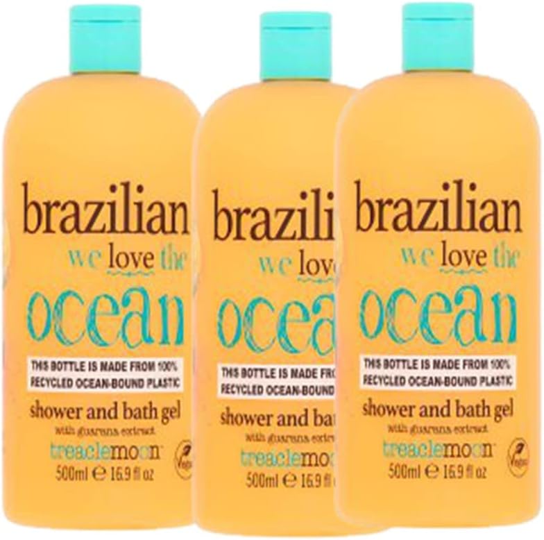 3 Packs of Treacle Moon Brazilian Love Shower Gel With Guarana Extract 500ml Each