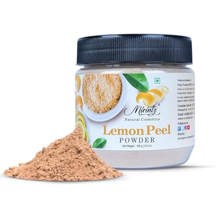 Mirintz 100% Natural Lemon Peel Powder | (100 gms) Pure Lemon Face Peel Mask for Cosmetics & Skincare | Ayurveda Products Vitamin C Face Mask | Lemon Powder Skin Peeling for Face | Skincare Gift Set - Image 1