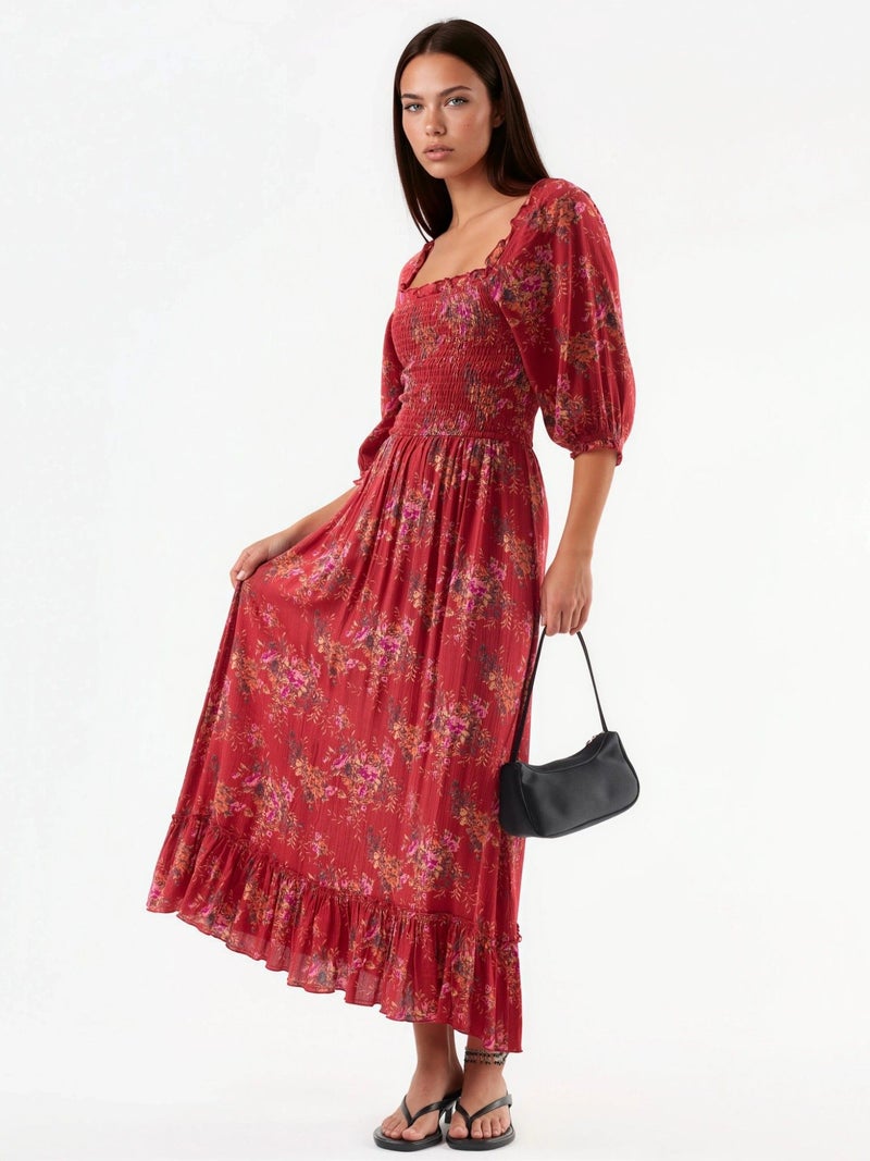 BUSEM Floral Square Collar Midi Dress - Image 3