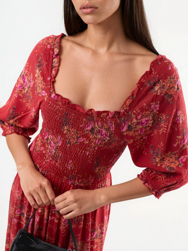 BUSEM Floral Square Collar Midi Dress - Image 5