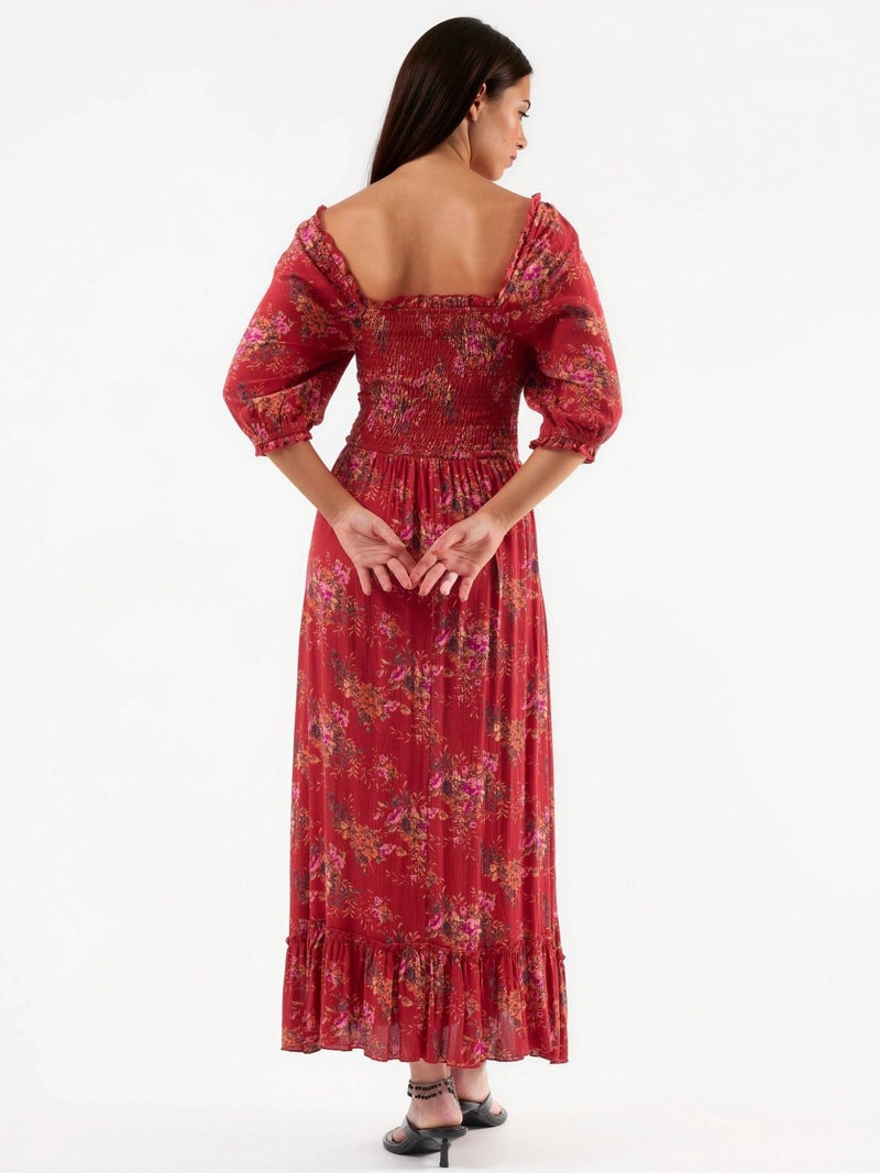BUSEM Floral Square Collar Midi Dress - Image 4