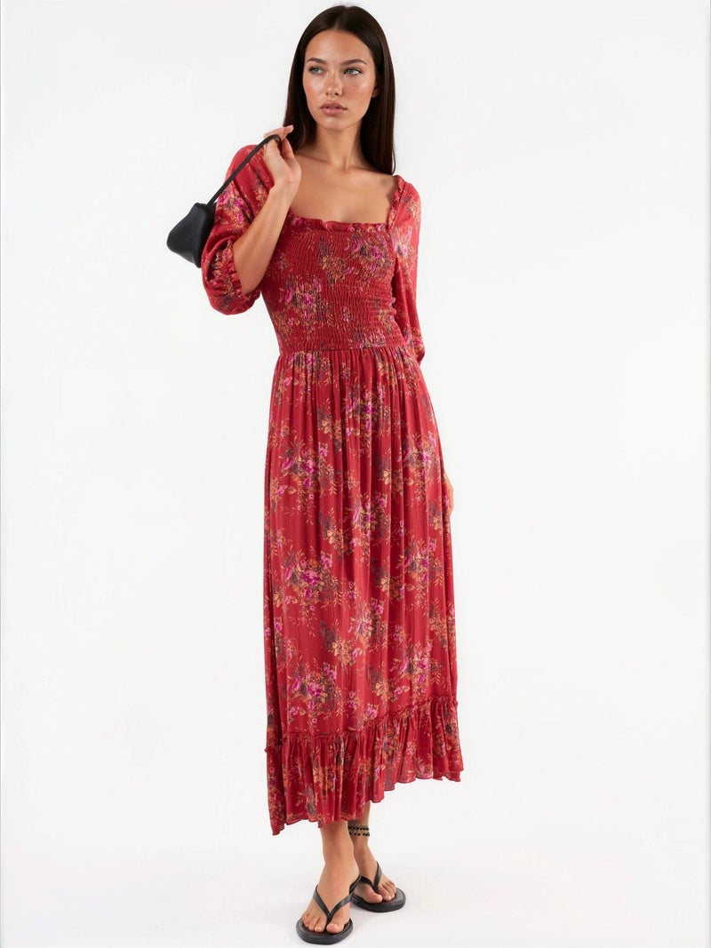 BUSEM Floral Square Collar Midi Dress - Image 2