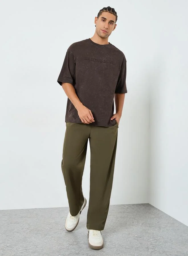 Styli Men Oversized Acid Wash Applique T-Shirt