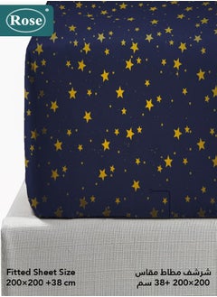 Rose ROSE Flory Luxury with Stars Design Comforter, Made of Premium Microfiber, Set of 6 pieces, Soft Lightweight, King size 260x240 cm, Dark Blue  - Image 3