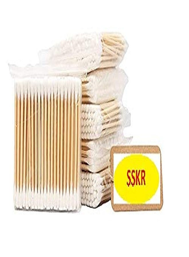 SSKR سماعات أذن قطنية خشبية صديقة للبيئة وقابلة للتحلل الحيوي من SSKR - عبوة من 480 قطعة | 6 عبوات إجمالاً | سماعات أذن من الخيزران - Image 1