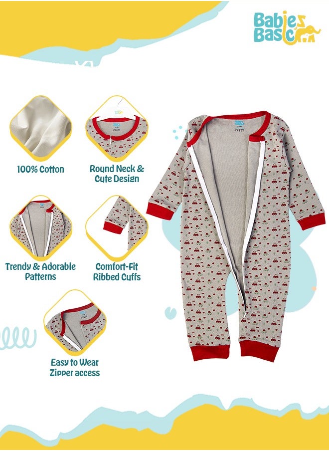 Babies Basic 100% Cotton Printed Long Sleeves Jumpsuit/Romper/Sleepsuit For Babies  - Image 5