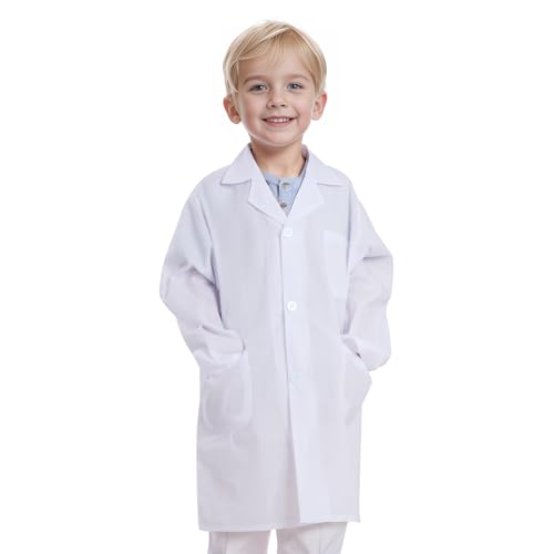 mifengda Doctor Scientist Lab Coat for Kids Children Doctor Costume Dress Up Coat for Boys Girls Halloween Costume Role Play - Image 1