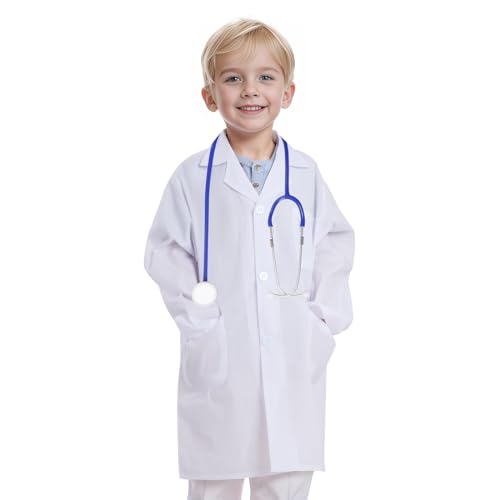 mifengda Doctor Scientist Lab Coat for Kids Children Doctor Costume Dress Up Coat for Boys Girls Halloween Costume Role Play - Image 4