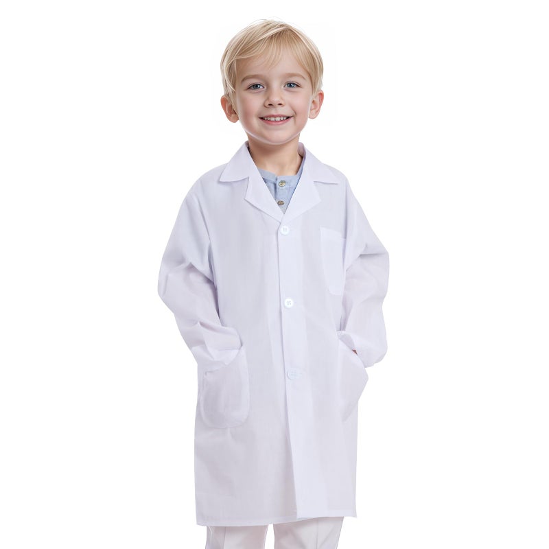 mifengda Doctor Scientist Lab Coat for Kids Children Doctor Costume Dress Up Coat for Boys Girls Halloween Costume Role Play - Image 2