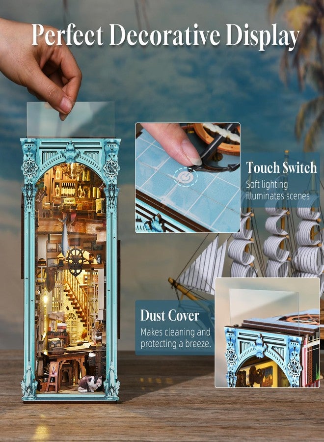 CCCDF DIY Book Nook Kit, Miniature Dollhouse Booknook Kit, 3D Wooden Puzzle Bookend Bookshelf Insert Decor with LED Light for Teens and Adults (Hemingway House) - Image 3